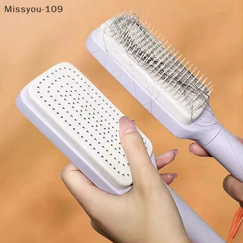 Revolutionary Self-Cleaning Hairbrush for Women - Effortless One-Key Cleaning & Scalp Massage Comb with Anti-Static Technology