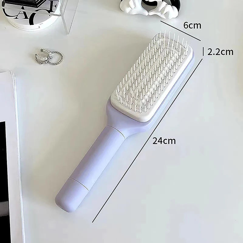 Revolutionary Self-Cleaning Hairbrush for Women - Effortless One-Key Cleaning & Scalp Massage Comb with Anti-Static Technology